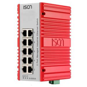 IS-DG510-A Industrial 10-port Din-Rail Managed Ethernet Switch with 8x 1000Base-TX RJ45 with 2kV, -40-75 operating temperature, Single AC Power Input
