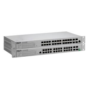 IS-RG828-4F-2A Industria 28-port Rackmount Managed Switch Layer 3 with 24 10/100/1000 BaseT(X) and 4x100/1000 FX SFP slots, Dual AC, -40..+75C Operating Temperature