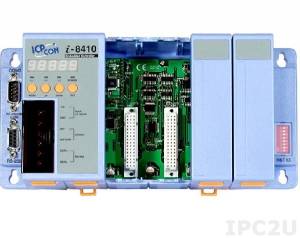 I-8410 PC-compatible 40MHz Industrial Controller, 256kb Flash, 128kb SRAM, 1xRS232, 1xRS485, 1xRS232/485, 7-Segment Display, Mini OS7, 4 Expansion Slots