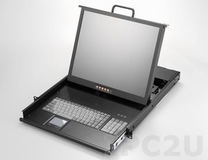 AMK801-19PB 1U, 19&quot; LCD-Keyboard Drawer, Single Rail, with 1.8m KVM cable, 1 port PS2 KVM, TouchPad, Single Rail, steel