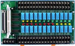 DB-24RD/12/DIN 24 Channels Form C Relay (12V) Daughter Board, Opto-22 Compatible, DB37 Connector, DIN-Rail Mounting
