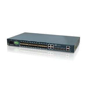 GSW-3424FM-DC Managed Gigabit L2 Ethernet Switch with 24x1000Base-X SFP Ports, 4x1000Base-T RJ45 Ports, 4 1G/10G SFP+, 36-60VDC Input Power, 0...50C Operating Temperature