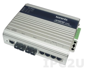 JetNet 4706f-sw Korenix Industrial Managed 4x10/100Base-TX PoE Ethernet Switch with 2x100Base-FX uplink Ports /SC Connector, Single-Mode, Wide Temperature -40..60 C