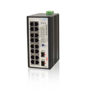IFS-1602GS Industrial Unmanaged Fast Ethernet Switch with 16x 10/100 Base-TX, 2x 10/100/1000Base-X SFP Ports, Redundant Dual 48VDC Input Power, -10..+60C Operating Temperature, EN50121-4, EN61000-6-2, EN61000-6-4, CE, FCC certific