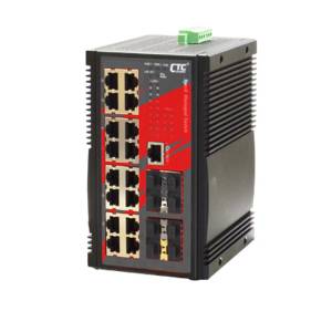 IGS-1608SM-SE Industrial Managed Gigabit Ethernet Switch with 16x 1000 Base-T PoE Ports, 8x SFP Ports, Redundant Dual 48VDC Input Power, -10C ~ 60C Operating Temperature